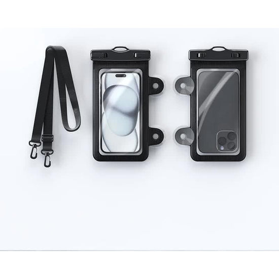 Black 2-Pack Universal IPX8 Waterproof Phone Pouch with Lanyard - Touch Sensitive Case for Swimming & Outdoor Sports