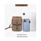 Brown Chic Round Mini Crossbody Phone Purse - PU Leather Vertical Shoulder Bag with Headphone Port