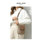 Brown Chic Round Mini Crossbody Phone Purse - PU Leather Vertical Shoulder Bag with Headphone Port
