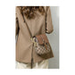 Brown Chic Round Mini Crossbody Phone Purse - PU Leather Vertical Shoulder Bag with Headphone Port