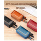 Black Premium Genuine Leather Double Zipper Key Case - Car & House Key Organizer Pouch