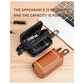 Black Premium Genuine Leather Double Zipper Key Case - Car & House Key Organizer Pouch