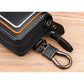 Black Premium Genuine Leather Double Zipper Key Case - Car & House Key Organizer Pouch