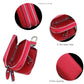 Red Compact Crossgrain Leather Double Zipper Key Case - Stylish Car & Home Key Organizer