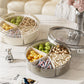 Grey And Silver Snap Button Elegant Compartment Serving Tray with Lid - Versatile Snack, Fruit & Candy Box