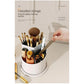 Black Elegant 360 Rotating Makeup Brush Holder & Cosmetic Organizer with Dustproof Dome Lid(Makeup is a prop for shooting and is not included)