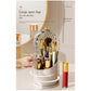 Black Elegant 360 Rotating Makeup Brush Holder & Cosmetic Organizer with Dustproof Dome Lid(Makeup is a prop for shooting and is not included)