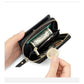 Blue Compact RFID Genuine Leather Wallet for Women - Secure Zipper Card Holder & Coin Purse