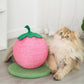Pink Strawberry And Green Base Fun Fruit Shaped Sisal Cat Scratcher Ball - Durable Scratching Toy with Stable Base