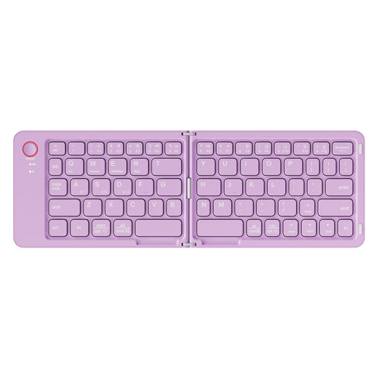 Purple Ultra-Slim Foldable Bluetooth Keyboard - Portable Wireless Rechargeable Travel Keyboard for iOS Android Windows Devices
