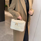 Beige Large Capacity Double Layer PU Leather Makeup Bag - Portable Travel Cosmetic Organizer Case