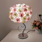 Pink,Green Roses And Silver Base Romantic Red Rose Flower Table Lamp - Crystal Heart Accent Bedside Night Light