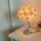 Pink,Green Roses And Silver Base Romantic Red Rose Flower Table Lamp - Crystal Heart Accent Bedside Night Light