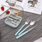 2 Sets Orange And Grey Portable Stainless Steel Cutlery Set -  Reusable Utensils (2 Fork, 2 Spoon, 2 pairs of Chopsticks) with Compact Travel Case