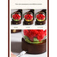 Red Rose Handcrafted Crochet Flower LED Night Light - USB Rechargeable Glass Dome Lamp with Wood Base, 3 Color Modes