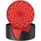 Red and Black Geometric Silicone Drink Coasters Set (6 Pack) with Holder - Non-Slip Table Protectors