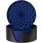 Dark Blue and Black Geometric Silicone Drink Coasters Set (6 Pack) with Holder - Non-Slip Table Protectors