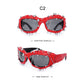 Red Edgy Punk Rock Spiked Sunglasses - Statement Goth Studded Eyewear