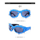Blue Edgy Punk Rock Spiked Sunglasses - Statement Goth Studded Eyewear
