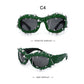 Green Edgy Punk Rock Spiked Sunglasses - Statement Goth Studded Eyewear