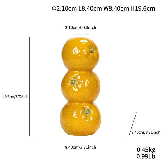 Orange Whimsical Stacked Orange Ceramic Vase - Modern Nordic Tabletop Decor