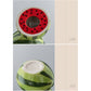 Green and Red Whimsical Stacked Watermelon Ceramic Vase - Novelty Tabletop Decor
