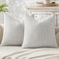 Light Grey Plush Chenille Cushion Covers Set of 2 - Soft Textured Decorative Throw Pillow Cases for Sofa Couch, 45x45cm