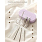 Purple Compact 7-Piece Manicure Set - Stainless Steel Nail Grooming Kit with Stylish Travel Case