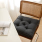Dark Grey Soft And Thick Seat Cushion - Cotton Linen Blend Chair Pad with Ties - 43x43cm