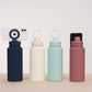 Beige 1L Stainless Steel Water Bottle with Magnetic Phone Holder Lid - Portable Hydration & Hands-Free Stand