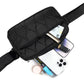 Black Stylish Quilted Belt Bag - Lightweight Nylon Crossbody Fanny Pack