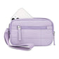 Purple RFID Blocking Nylon Wristlet Clutch Wallet - Compact Waterproof Pouch with Card Slots & ID Window