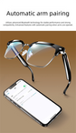 Black Full Frame Anti-blue Light Smart Audio Glasses with Bluetooth 5.0 - Open-Ear Directional Sound, Anti-Blue Light Lenses, IP65 Water Resistant