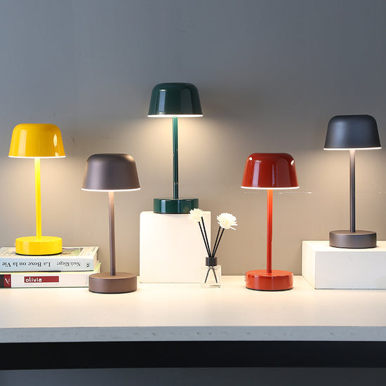 Coffee Modern Minimalist LED Table Lamp - Rechargeable Touch Control Desk Light