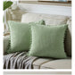 Light Green Soft Corduroy Cushion Covers with Pom Pom Trim - Set of 2 Decorative Throw Pillow Cases for Sofa Couch Bed, 45x45cm
