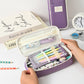 Purple Large Capacity Expandable Pencil Case - Multi-Compartment Student Stationery Pouch (Only with pencil case)