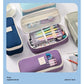 Dark Blue Large Capacity Expandable Pencil Case - Multi-Compartment Student Stationery Pouch (Only with pencil case)