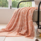 Orange and Beige Diamond Pattern Soft Cozy Knit Throw Blanket with Tassels - Geometric Pattern Lightweight Acrylic Blanket for Sofa Couch Bed, 130x150cm