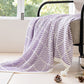 Purple and Beige Diamond Pattern Soft Cozy Knit Throw Blanket with Tassels - Geometric Pattern Lightweight Acrylic Blanket for Sofa Couch Bed, 130x150cm