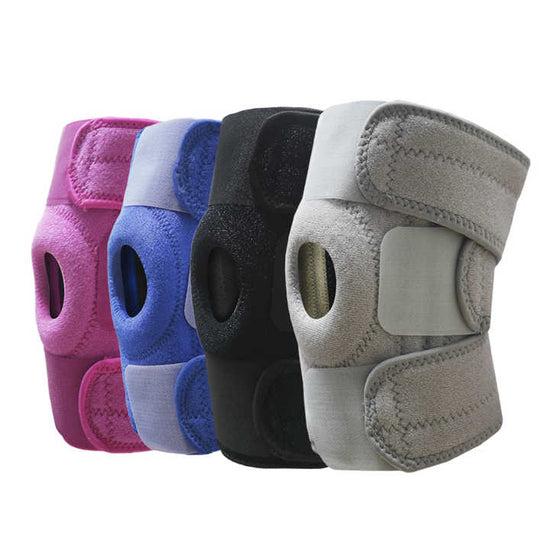 Pink Adjustable Knee Brace Support (Pair) with Dual Spring Stabilizers & Patella Gel Pad - Non-Slip for Sports Running Hiking
