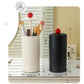 Black Automatic Lifting Makeup Brush Holder - Dustproof Desktop Organizer with Lid & Compartments