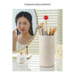 Black Automatic Lifting Makeup Brush Holder - Dustproof Desktop Organizer with Lid & Compartments