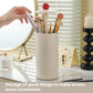 Black Automatic Lifting Makeup Brush Holder - Dustproof Desktop Organizer with Lid & Compartments