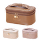 Pink Stylish PU Leather Makeup Bag - Large Capacity Double Layer Waterproof Travel Cosmetic Organizer Case for Women