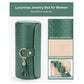 Green Elegant 3-Tier Cylindrical Travel Jewellery Box - PU Leather Organizer for Rings Earrings Necklaces with Tassel Charm