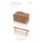 Black Elegant PU Leather Makeup Bag & Toiletry Organizer with Detachable Mesh Pouch - Large Capacity Travel Cosmetic Case