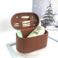 Black Elegant PU Leather Makeup & Toiletry Bag - Large Capacity Travel Cosmetic Organizer with Brush Holder