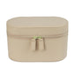 Beige Elegant PU Leather Makeup & Toiletry Bag - Large Capacity Travel Cosmetic Organizer with Brush Holder