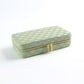 Green Stylish PU Leather Travel Jewellery Box - Compact Organizer for Rings, Earrings, Necklaces with Mirror
