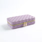 Purple Stylish PU Leather Travel Jewellery Box - Compact Organizer for Rings, Earrings, Necklaces with Mirror